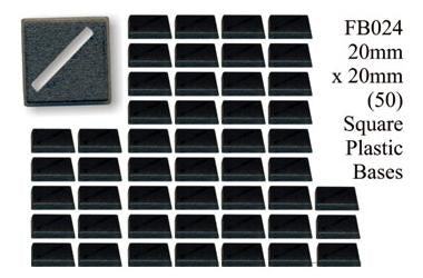 FB024 - 20mm x 20mm Square Plastic Slottabases (50 bases)