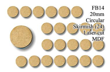 FB014 - 20mm Round Skirmish MDF (24 bases)