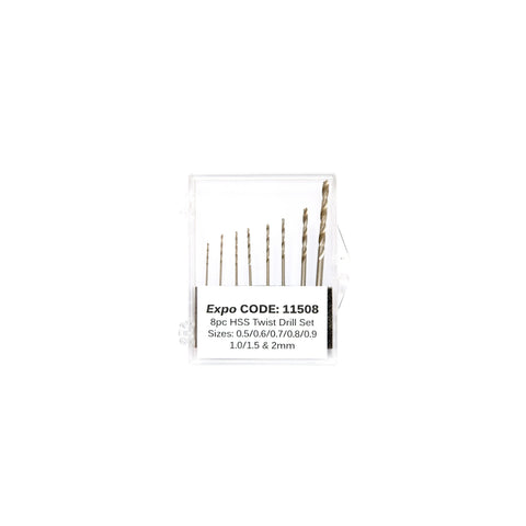 TOOL22 - 8 Piece Drill Bit Set 0.5mm - 2mm