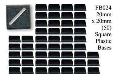 FB024 - 20mm x 20mm Square Plastic Slottabases (50 bases)