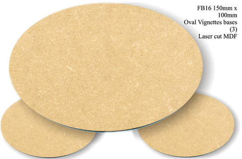FB016 - 150mm x 100mm Oval MDF (3 bases)